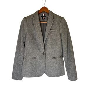 Tommy Hilfiger Women's Fitted Single Button Heather Gray Blazer Jacket Size 4